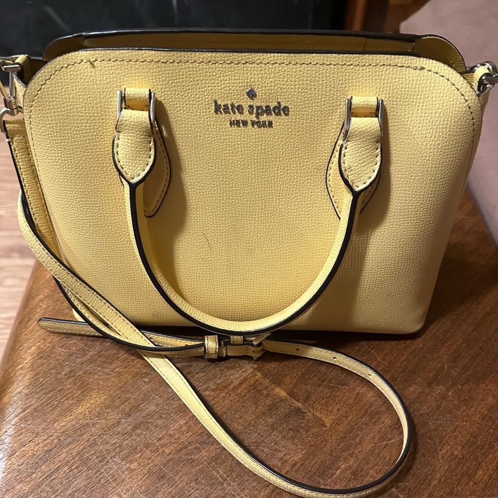 Kate Spade Yellow Darcy Refined Grain Leather Small Satchel Crossbody Purse